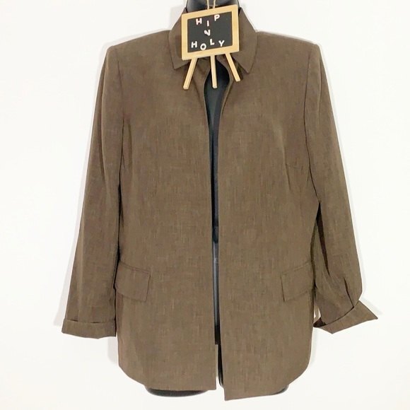 KASPER SUIT OPEN FRONT JACKET BROWN SIZE 12P - Picture 1 of 11
